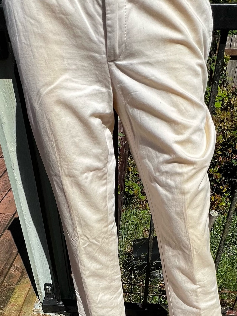 Banana Republic Lined, Cream, Ankle-Length Slim Pants. Size 6P.